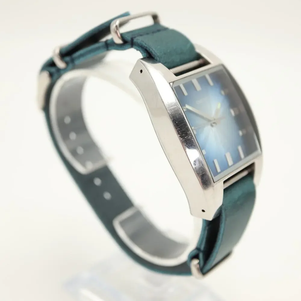 Diesel Men's Silver Tone Blue Sunburst Watch Blue Leather DZ1032 w New Battery